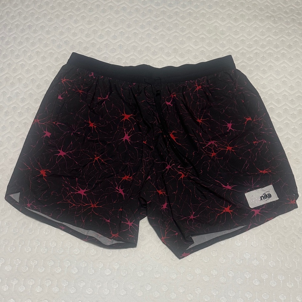 Nike Black and Red Patterned Athletic Shorts
